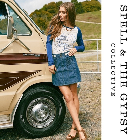 🦄 SPELL Boulevard Denim Skirt - Picture 1 of 8